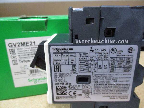 Disyuntor De Motor Schneider GV2ME21 17-23A - Protección Térmica Y Magnética, 3 Polos, 400V