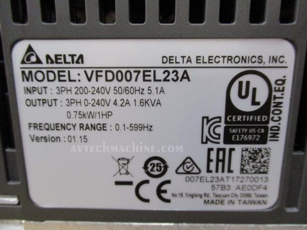VFD007EL23A Delta Inverter AC Variable Frequency Drive VFD-EL 1HP 3PH 230V