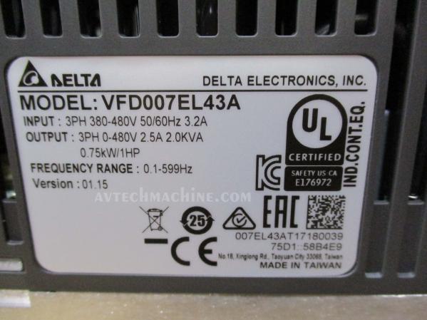 VFD007EL43A Delta Inverter AC Variable Frequency Drive VFD-EL 1HP 3PH 460V