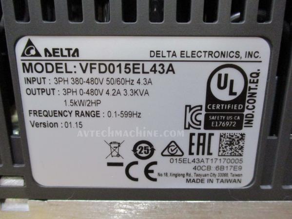 VFD015EL43A Delta Inverter AC Variable Frequency Drive VFD-EL 2HP 3PH 460V