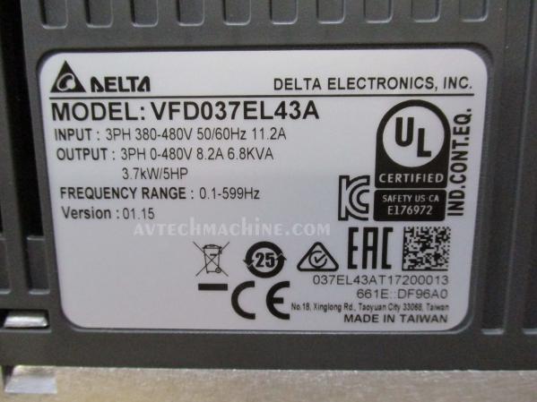 VFD037EL43A Delta Inverter AC Variable Frequency Drive VFD-EL 5HP 3PH 480V