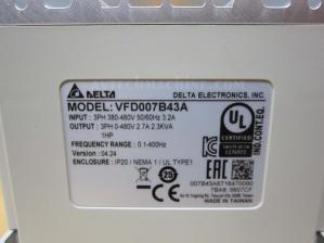 VFD007B43A Delta Inverter AC Variable Frequency Drive VFD-B 1HP 3PH 460V
